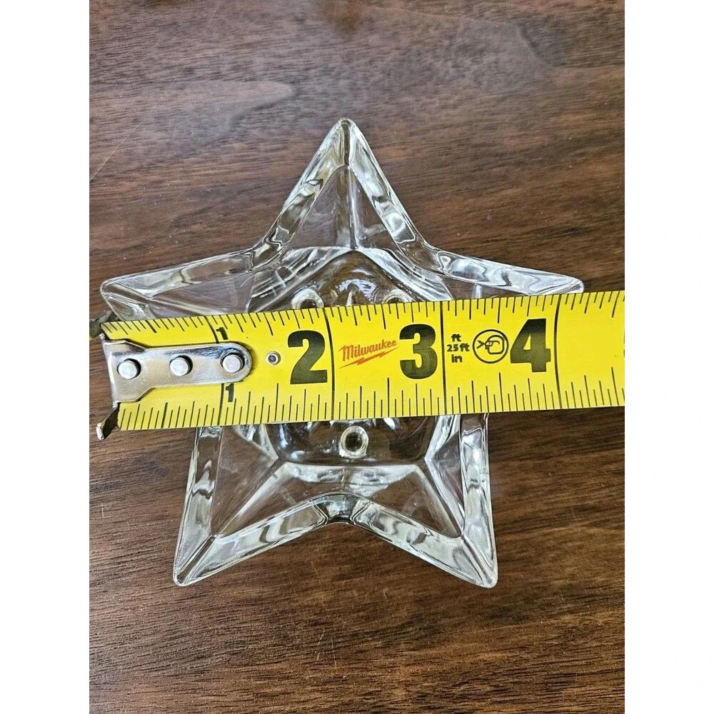 Vintage Clear Glass Star Candle Holders Set of 2 Taper Holders